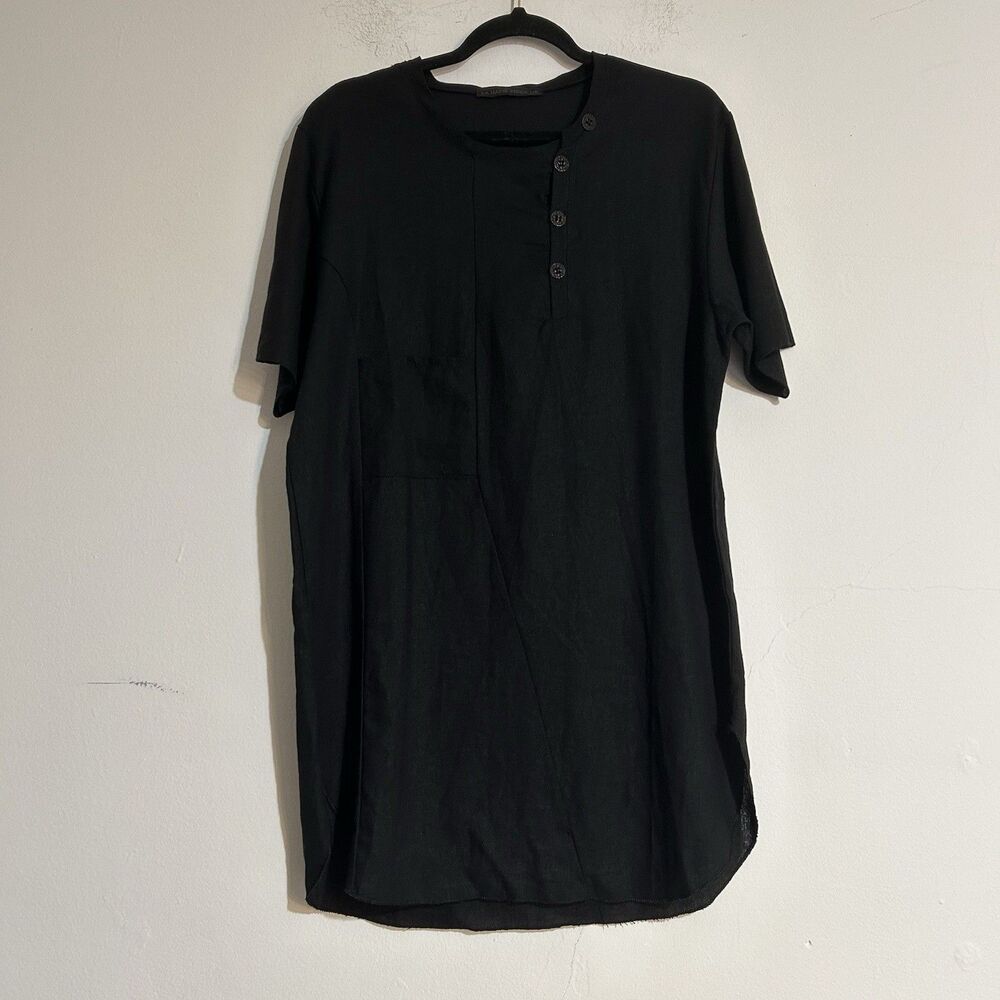 La Haine Inside Us Short Sleeve Viscose Linen Button Tunic Medium Lagenlook
